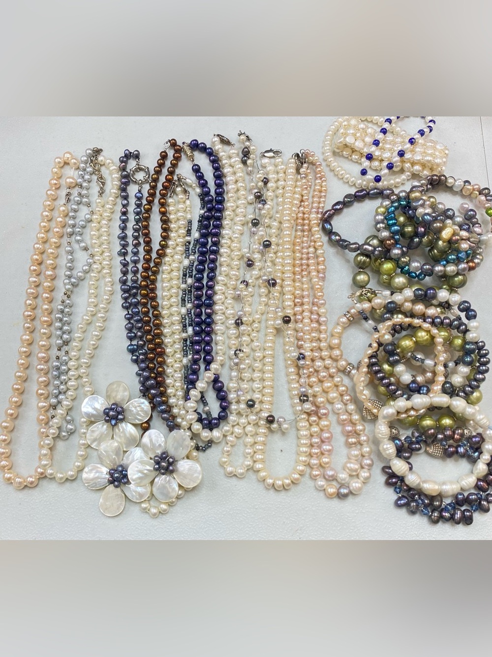 30 Piece Genuine Pearl Lot Wearable Jewelry Some W Sterling Clasp